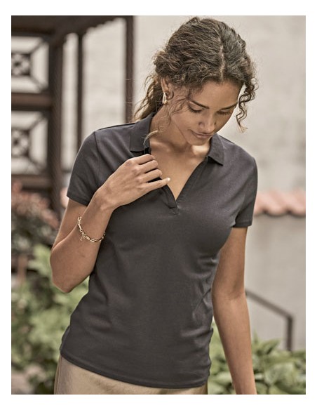 TEE-1409-Womens Luxury Stretch V-Neck Polo 2